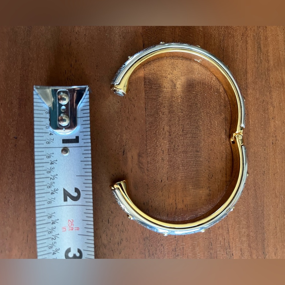 Brighton Aries Two Tone Hinged Bangle Bracelet magnetic closure silver gold - Picture 10 of 13